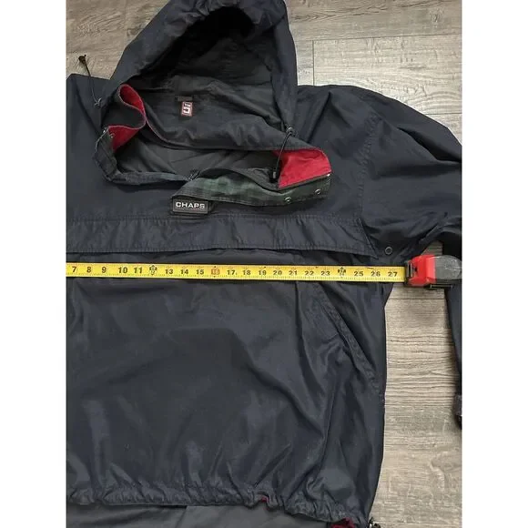 Vintage - Chaps Ralph Lauren Men's Windbreaker Navy Snap‎ Hidden Hoodie Size XL - Picture 9 of 10